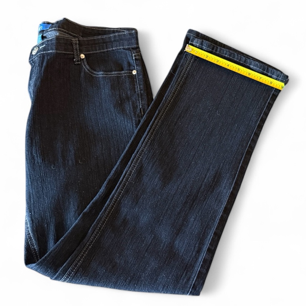 d.kin 16W Plus Size Dark Wash Denim Embroidered Bootcut Stretch Jeans - Picture 6 of 11